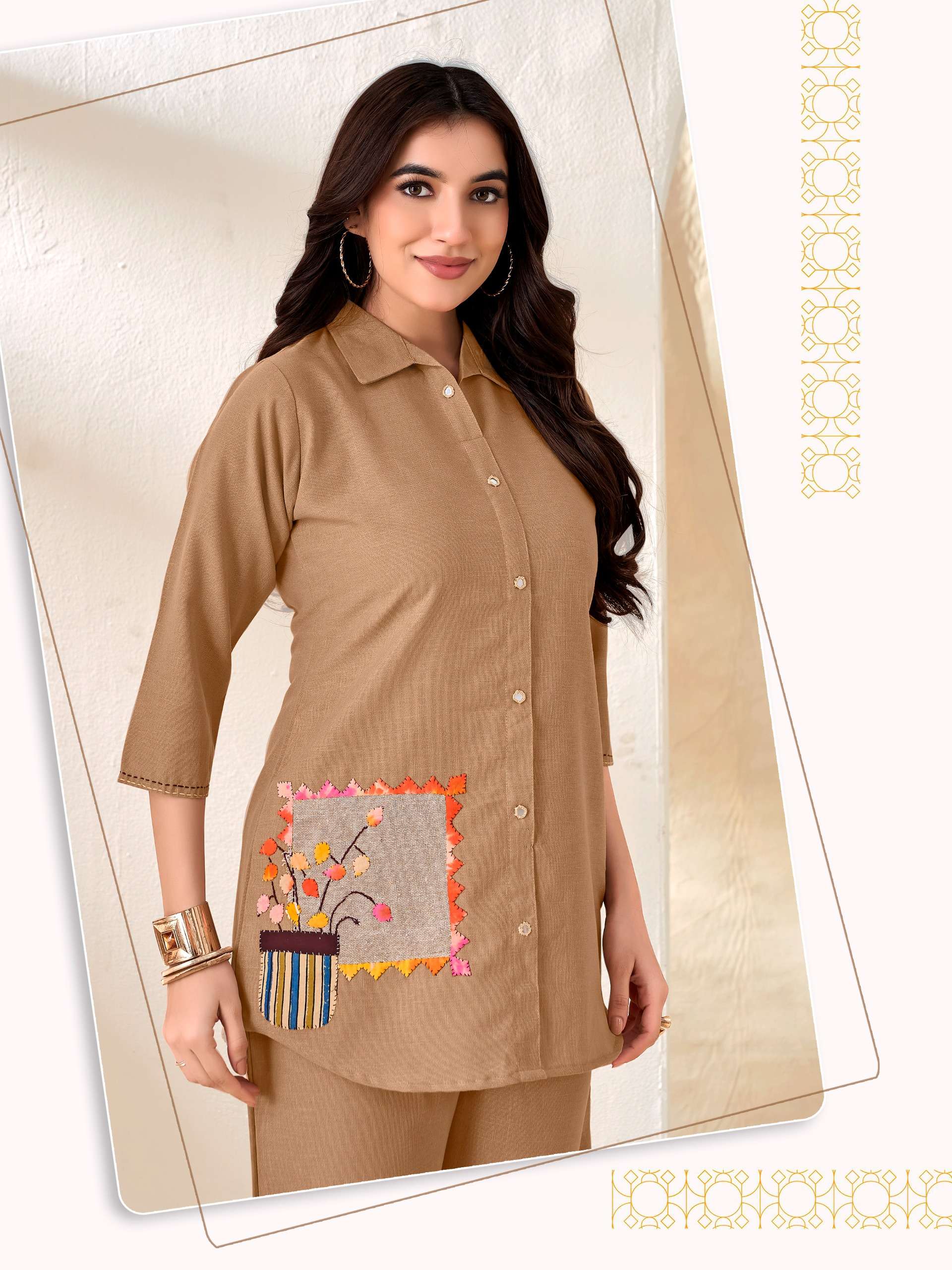 SHODASHE STUDIO MILIE FESTIVAL LINEN CO ORD SET SHIRT TYPE 2 PIECE WOMEN OFFICE EXPORT
